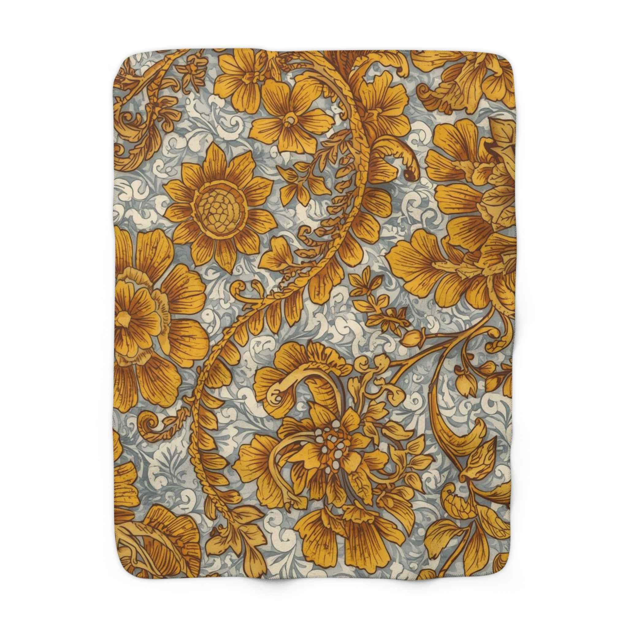 Cozy Floral Sherpa Fleece Blanket | Warm Throw for Home Décor, Gift for Coffee Lovers, Rustic Living Room, Winter Comfort